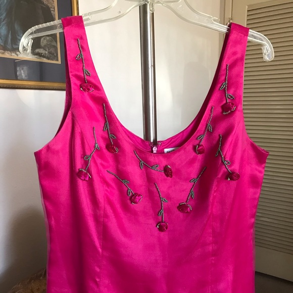 Papell Pink Sleeveless Dress with Beadwork SZ 12 - Picture 2 of 4